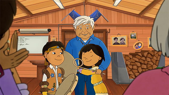 Tooey, Grandpa Nat and Molly from PBS’ “Molly of Denali.” (Photo courtesy PBS)